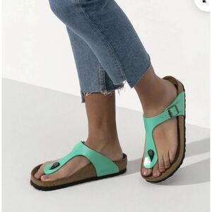 Birkenstock Gizeh Bs Birko-Flor Leather Sandals Graceful Emerald Color Sz 40 / 9